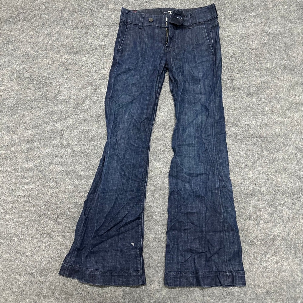 7 For All Mankind Jeans Womens Size 25 Blue Flare Dark Wash Stretch USA Made